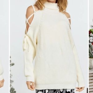 Cold Shoulder Criss Cross Sweater